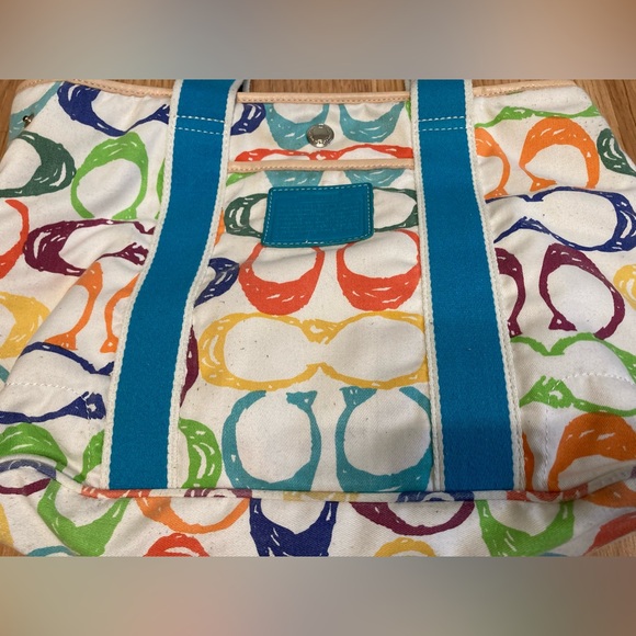 Coach Colorful Canvas Shoulder Handbag - Picture 3 of 9